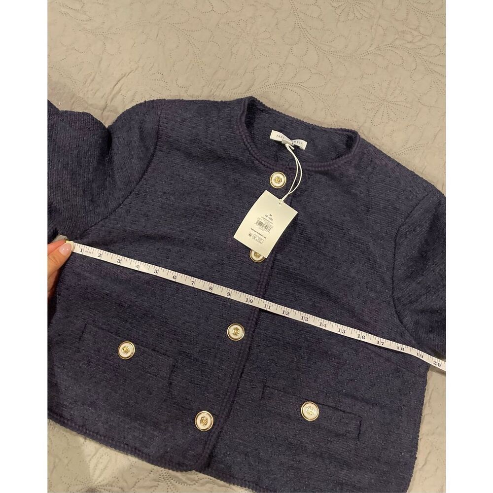 Free Assembly Navy Blue Knit Blazer Jacker Medium 8/10 New - Picture 7 of 8